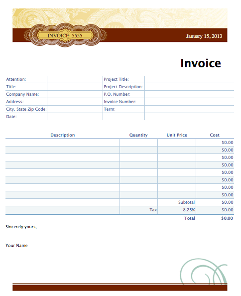 Trendy Eclectic Invoice Template For Numbers Free Iwork Templates