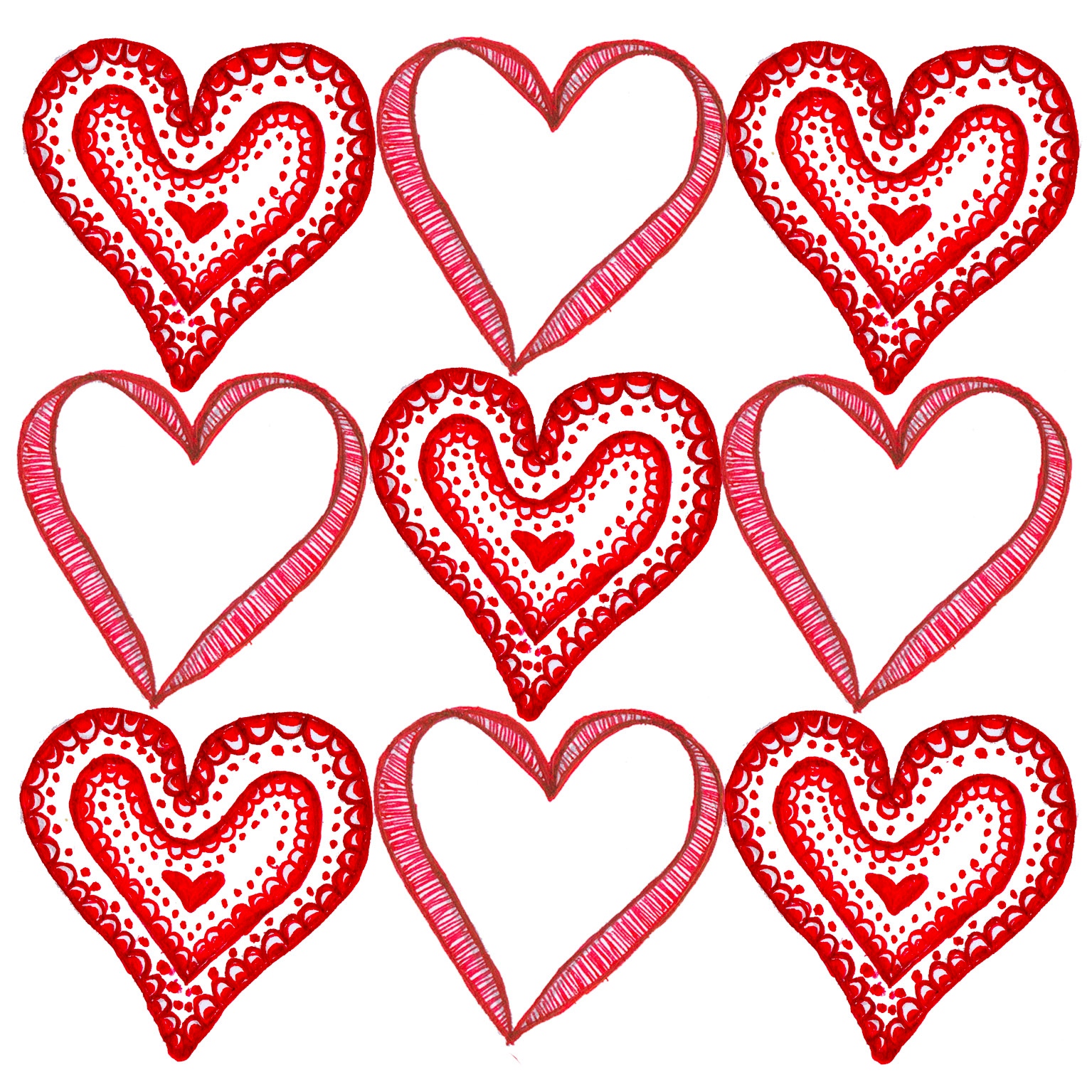 9 Hearts Valentines Day Card Template Free iWork Templates